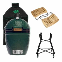 Big Green Egg Small Barbecue ø 33 Cm Keramiek Groen Met Onderstel, Acaciahouten Zijtafels En Hoes
