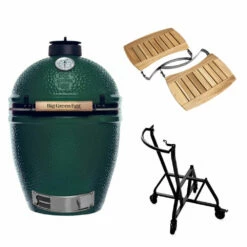 Big Green Egg Large Barbecue ø 47 Cm Keramiek Groen Met IntEGGrated Nest, Handler En Acaciahouten Zijtafels